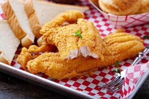 Fried catfish with cornbread photo
