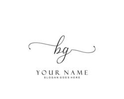 Initial BG beauty monogram and elegant logo design, handwriting logo of initial signature, wedding, fashion, floral and botanical with creative template. vector