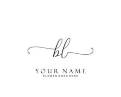 Initial BL beauty monogram and elegant logo design, handwriting logo of initial signature, wedding, fashion, floral and botanical with creative template. vector