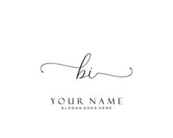 Initial BI beauty monogram and elegant logo design, handwriting logo of initial signature, wedding, fashion, floral and botanical with creative template. vector