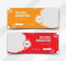 Food, burger web banner templates design vector