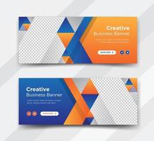 Business web banner, social media cover design vector