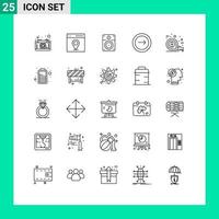 Stock Vector Icon Pack of 25 Line Signs and Symbols for measuring mobile speaker interface application Editable Vector Design Elements