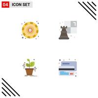 Pictogram Set of 4 Simple Flat Icons of blockchain success chess plant card Editable Vector Design Elements