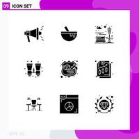 Modern Set of 9 Solid Glyphs Pictograph of seo firewall city travel binoculars Editable Vector Design Elements