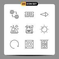 Set of 9 Modern UI Icons Symbols Signs for nature eco next bag mountains Editable Vector Design Elements