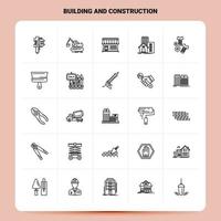 OutLine 25 Building and Construction Icon set Vector Line Style Design Black Icons Set Linear pictogram pack Web and Mobile Business ideas design Vector Illustration