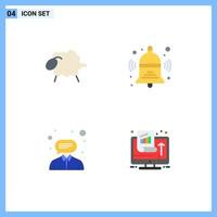 4 Thematic Vector Flat Icons and Editable Symbols of lamb customer easter back support Editable Vector Design Elements