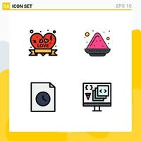 Universal Icon Symbols Group of 4 Modern Filledline Flat Colors of heart badge file ribbon badge india app Editable Vector Design Elements