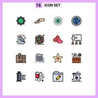 Set of 16 Modern UI Icons Symbols Signs for global center revenue profit making Editable Creative Vector Design Elements