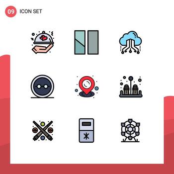 Universal Icon Symbols Group of 9 Modern Filledline Flat Colors of lenses geek cloud frame online Editable Vector Design Elements