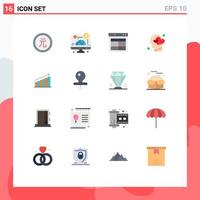 Set of 16 Modern UI Icons Symbols Signs for heart feeling money emotions text Editable Pack of Creative Vector Design Elements