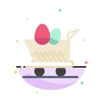 Cart Trolley Easter Shopping Abstract Flat Color Icon Template vector