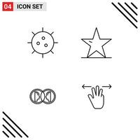 4 User Interface Line Pack of modern Signs and Symbols of bacteria star experiment leaf face Editable Vector Design Elements