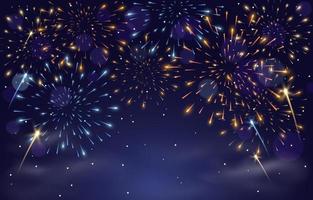 Brightly Colorful Fireworks In The Sky vector