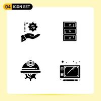 4 Creative Icons for Modern website design and responsive mobile apps 4 Glyph Symbols Signs on White Background 4 Icon Pack vector