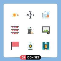 conjunto de 9 iconos de interfaz de usuario modernos símbolos signos para decoración de comida rápida empavesados creativos pensando en elementos de diseño vectorial editables vector