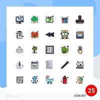 Group of 25 Filled line Flat Colors Signs and Symbols for press workflow present planning gift Editable Vector Design Elements