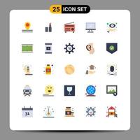 Set of 25 Vector Flat Colors on Grid for view focus media eye imac Editable Vector Design Elements