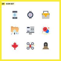 Flat Color Pack of 9 Universal Symbols of file document bag data toolkit Editable Vector Design Elements