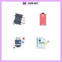 Editable Vector Line Pack of 4 Simple Flat Icons of barrels extension pollution electricity document Editable Vector Design Elements
