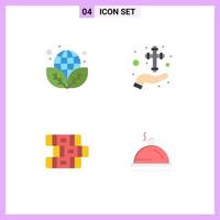 Set of 4 Modern UI Icons Symbols Signs for earth day education green celebration stationary Editable Vector Design Elements