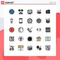 Set of 25 Modern UI Icons Symbols Signs for camera creative display glasses book Editable Vector Design Elements