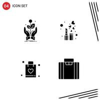 Pack of 4 Modern Solid Glyphs Signs and Symbols for Web Print Media such as business bag plant cosmetic shopping Editable Vector Design Elements