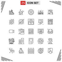 25 Icons Line Style Grid Based Creative Outline Symbols for Website Design Simple Line Icon Signs Isolated on White Background 25 Icon Set vector