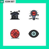 User Interface Pack of 4 Basic Filledline Flat Colors of home ball bid compete usa Editable Vector Design Elements