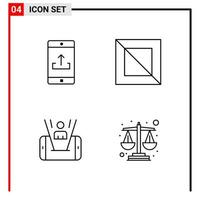 4 General Icons for website design print and mobile apps 4 Outline Symbols Signs Isolated on White Background 4 Icon Pack vector