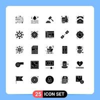 Group of 25 Solid Glyphs Signs and Symbols for mobile hospital judge seo marketing Editable Vector Design Elements