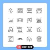 Universal Icon Symbols Group of 16 Modern Outlines of waste poisonous law gas ireland Editable Vector Design Elements