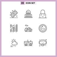 9 Creative Icons Modern Signs and Symbols of delivery party usa fireworks parental Editable Vector Design Elements