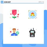 Modern Set of 4 Flat Icons and symbols such as gift office home accept police radio Editable Vector Design Elements