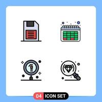 4 Filledline Flat Color concept for Websites Mobile and Apps memory card chemical sd card date laboratory Editable Vector Design Elements