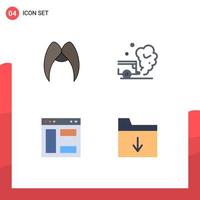 Modern Set of 4 Flat Icons Pictograph of moustache smoke male car internet Editable Vector Design Elements