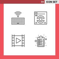 Group of 4 Filledline Flat Colors Signs and Symbols for hardware player web page media check list Editable Vector Design Elements