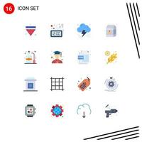 Universal Icon Symbols Group of 16 Modern Flat Colors of label food time drink thunderstorm Editable Pack of Creative Vector Design Elements