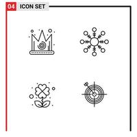 Modern Set of 4 Filledline Flat Colors Pictograph of best leaf king snowflake board Editable Vector Design Elements