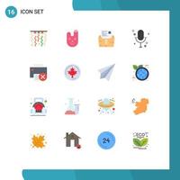 Set of 16 Modern UI Icons Symbols Signs for devices record data microphone audio Editable Pack of Creative Vector Design Elements