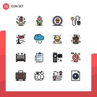Flat Color Filled Line Pack of 16 Universal Symbols of windy dollar rose mouse horror Editable Creative Vector Design Elements
