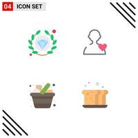 Pack of 4 Modern Flat Icons Signs and Symbols for Web Print Media such as premium kitchen user cart bakery Editable Vector Design Elements