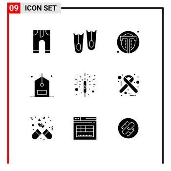 Stock Vector Icon Pack of 9 Line Signs and Symbols for firecracker discount photo counter check Editable Vector Design Elements