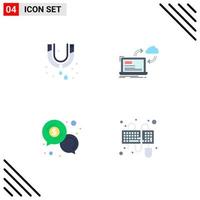 4 User Interface Flat Icon Pack of modern Signs and Symbols of leak business plumbing data chat Editable Vector Design Elements