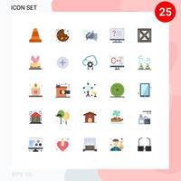Set of 25 Modern UI Icons Symbols Signs for packaging online discussion info contact Editable Vector Design Elements