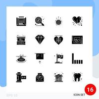 paquete de iconos de vector de stock de 16 signos y símbolos de línea para estetoscopio cuidado del globo de salud elementos de diseño de vector editable global