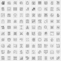 paquete de 100 iconos de líneas universales para móviles y web vector