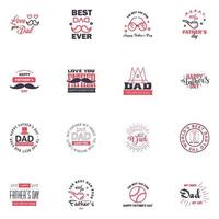 Happy Fathers Day vector hand lettering 16 Black and Pink Calligraphy illustration for greeting card festival poster etc Editable Vector Design Elements