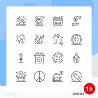 Set of 16 Modern UI Icons Symbols Signs for ireland bloon bag corrupt bribery Editable Vector Design Elements